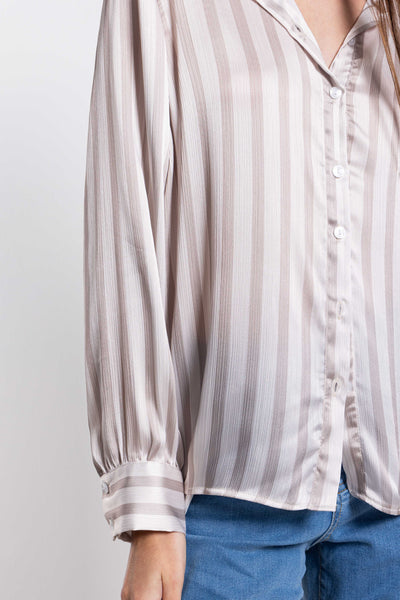 FLOWY STRIPED SATIN SHIRT