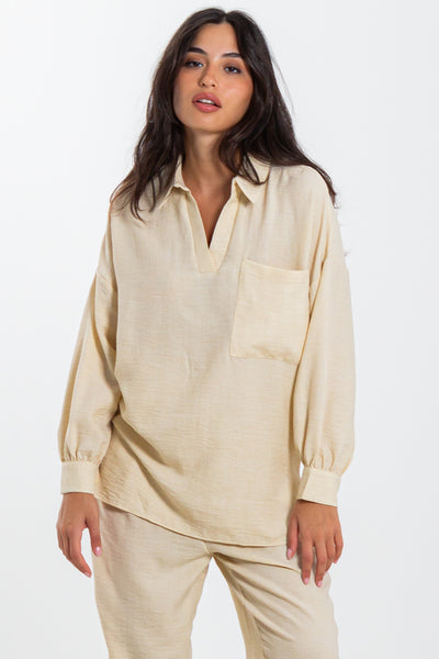 COMFORT LINEN BLEND SHIRT SET