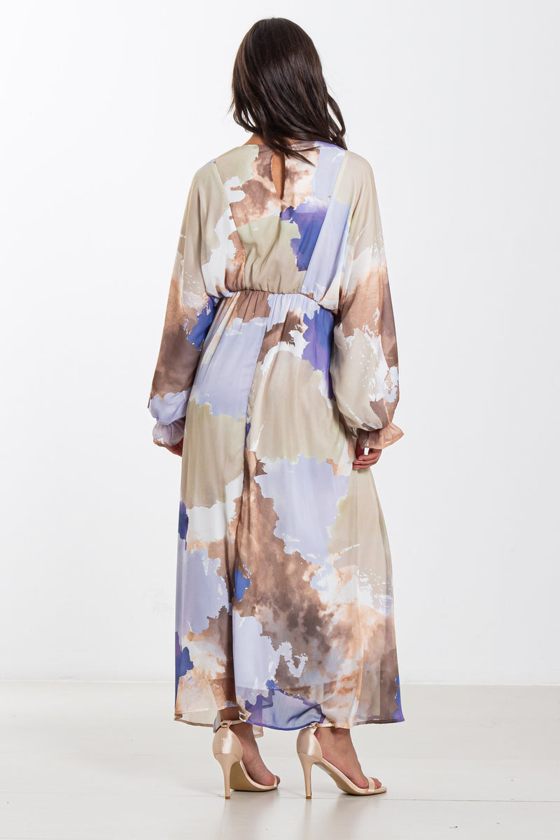 ABSTRACT PRINT CIFFON MAXI DRESS