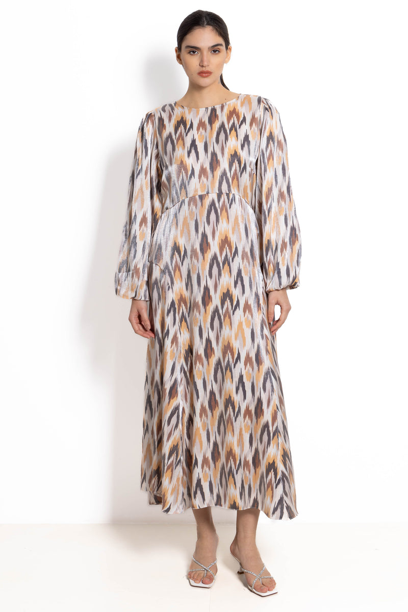 ABSTRACT PRINT SATIN DRESS