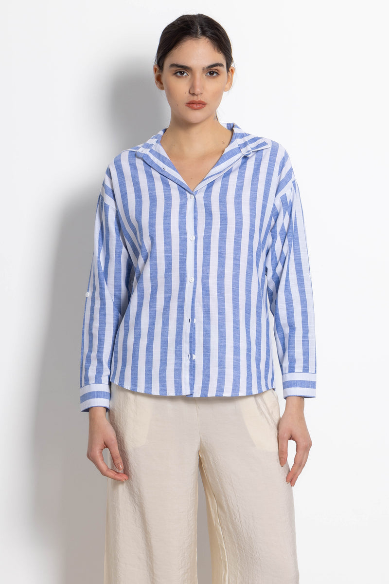 LINEN BLEND STRIPED SHIRT