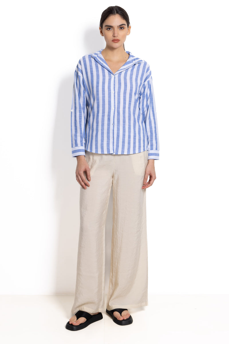 LINEN BLEND STRIPED SHIRT