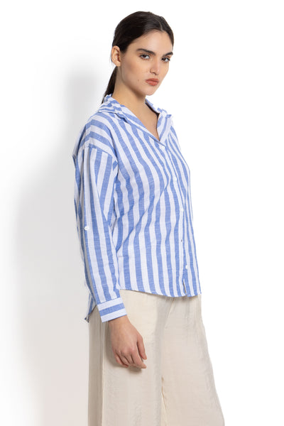 LINEN BLEND STRIPED SHIRT