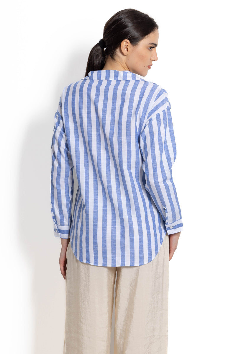 LINEN BLEND STRIPED SHIRT