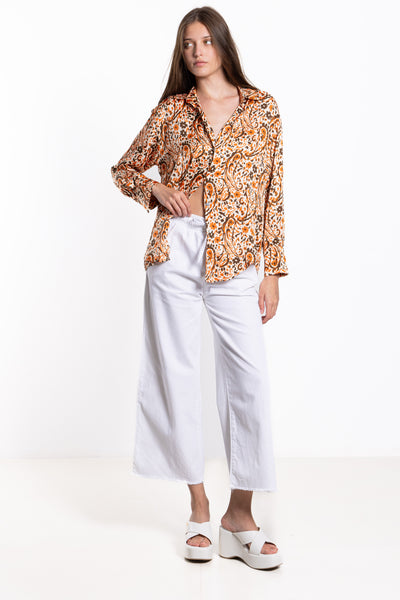 ABSTRACT PRINT SATIN SHIRT