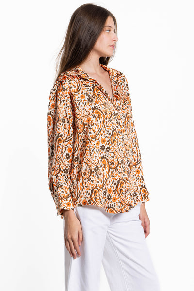 ABSTRACT PRINT SATIN SHIRT