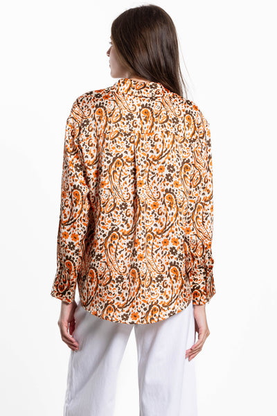 ABSTRACT PRINT SATIN SHIRT