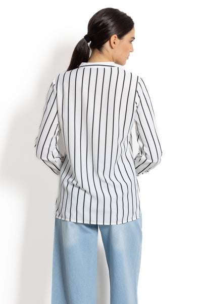 DETIALED STRIPED BLOUSE