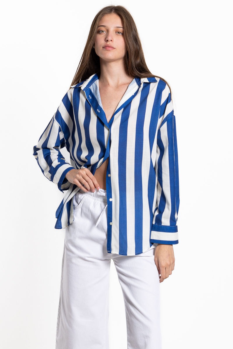 STRIPED LINEN BLEND SHIRT