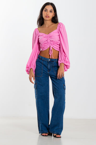 VOLUMINOUS DETAILED CROP TOP