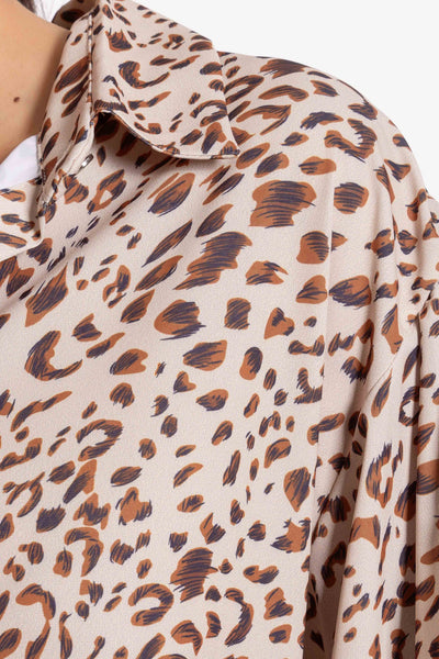 ABSTRACT PRINT SATIN SHIRT