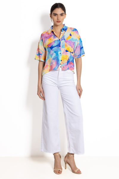 TIE-DYE LIGHTWEIGHT CROP SHIRT