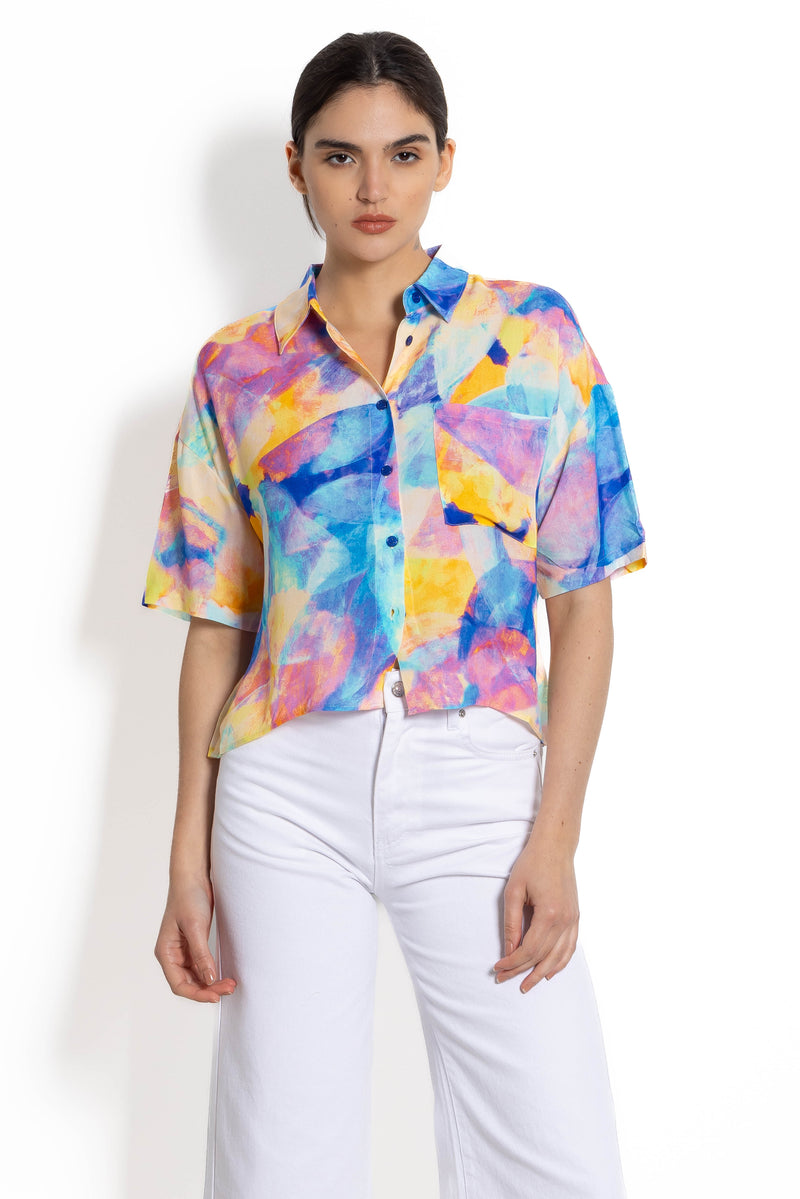 TIE-DYE LIGHTWEIGHT CROP SHIRT