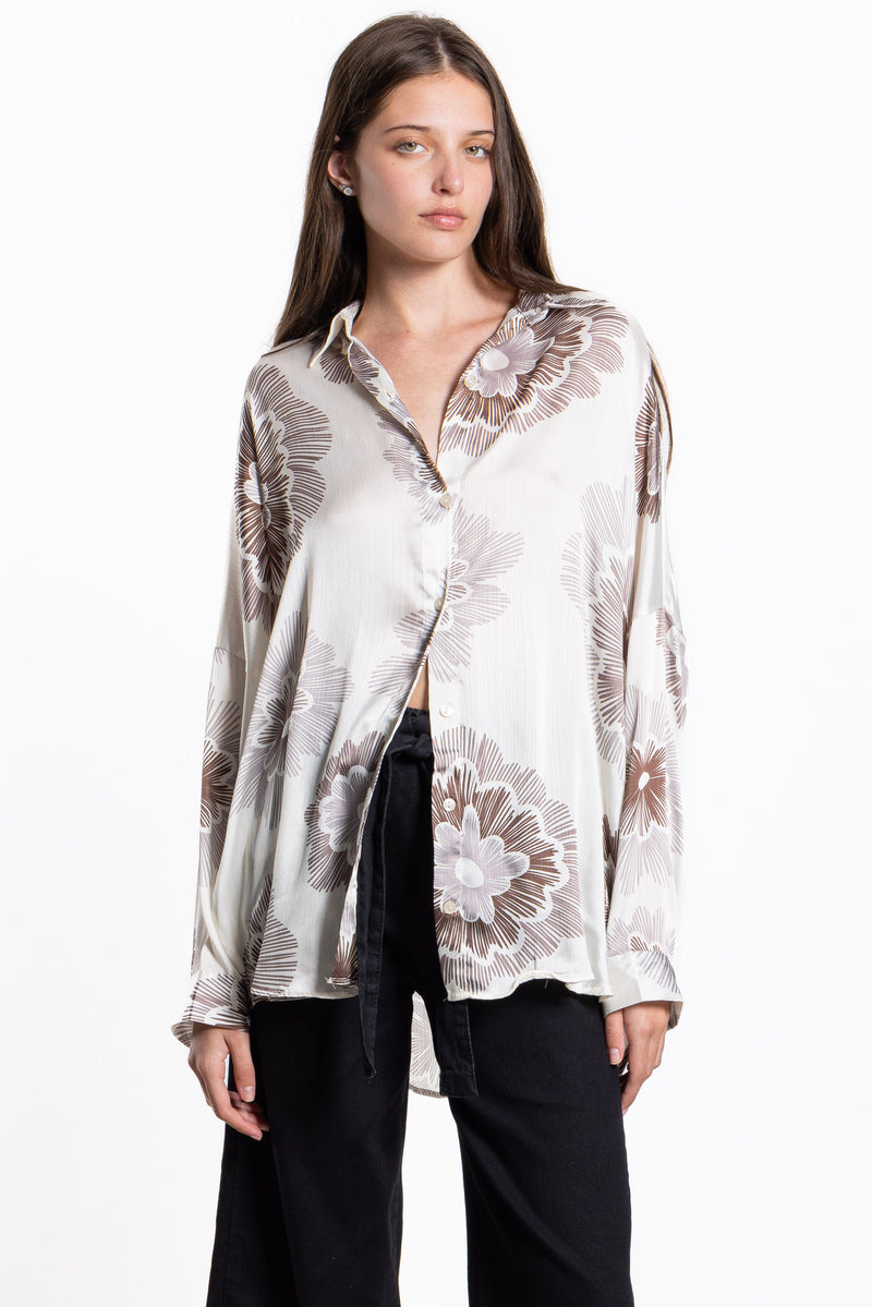 ABSTRACT PRINT SATIN SHIRT