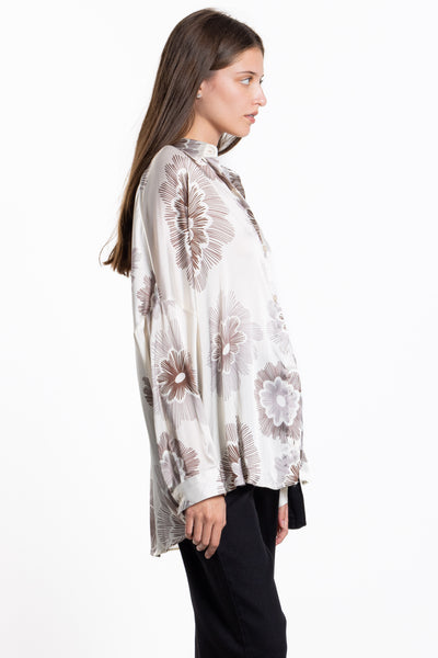 ABSTRACT PRINT SATIN SHIRT