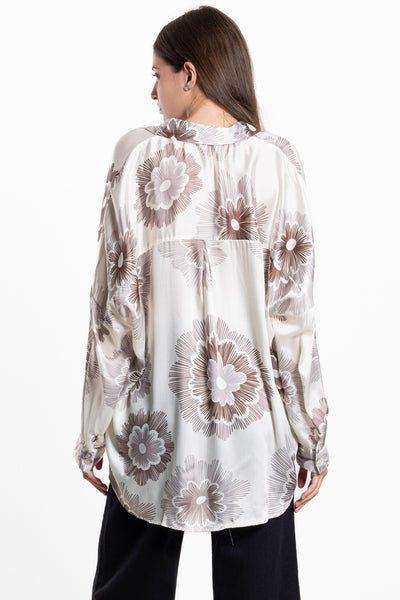 ABSTRACT PRINT SATIN SHIRT