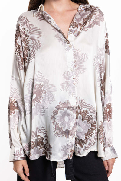 ABSTRACT PRINT SATIN SHIRT