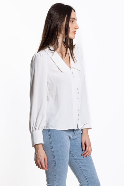 DETAILED WIDE COLLAR BLOUSE