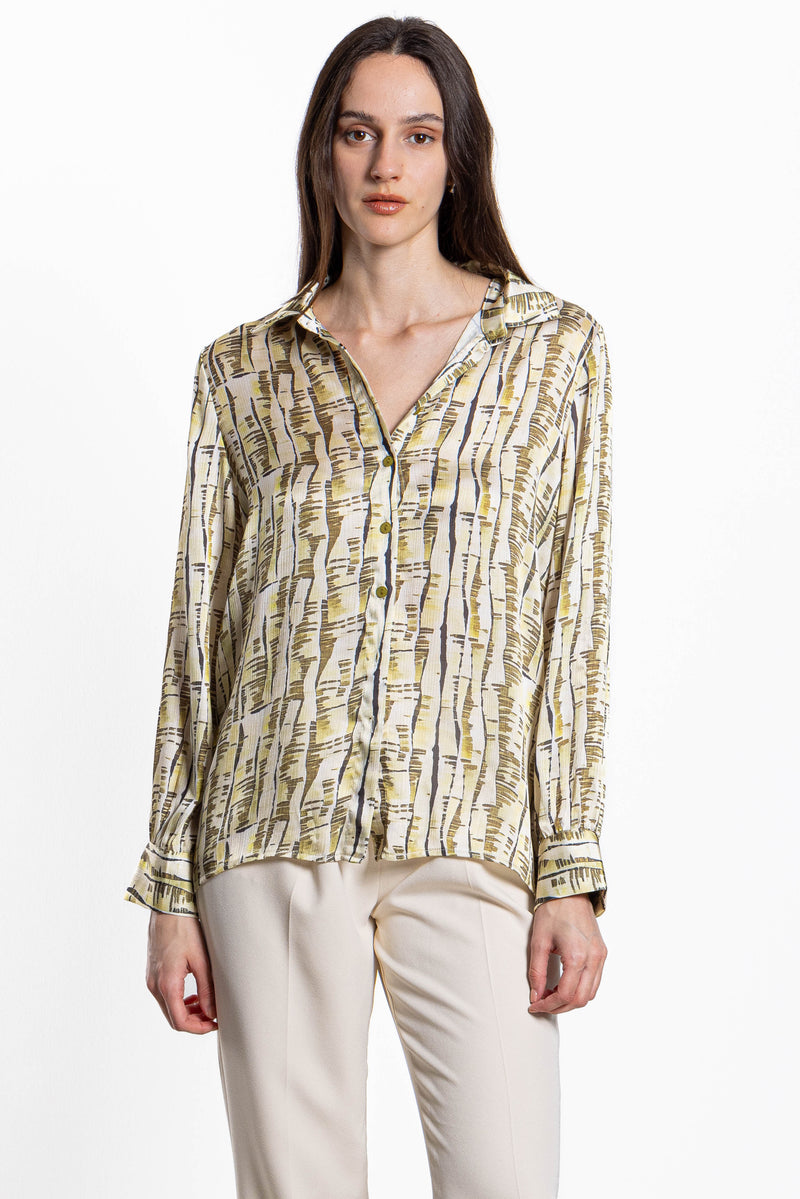 ABSTRACT PRINT SATIN SHIRT