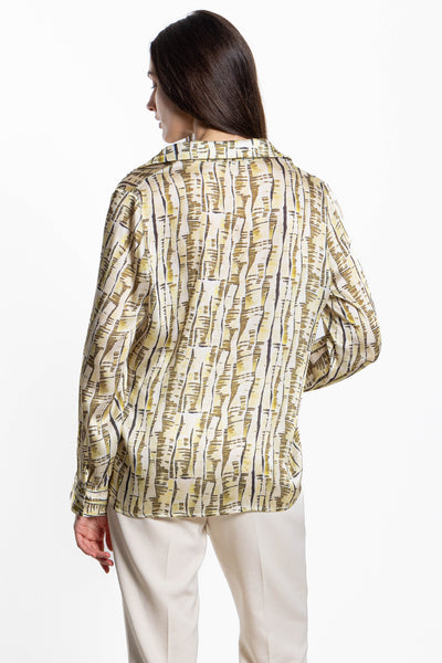 ABSTRACT PRINT SATIN SHIRT