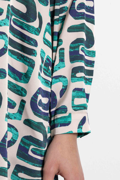 ABSTRACT PRINT SATIN SHIRT