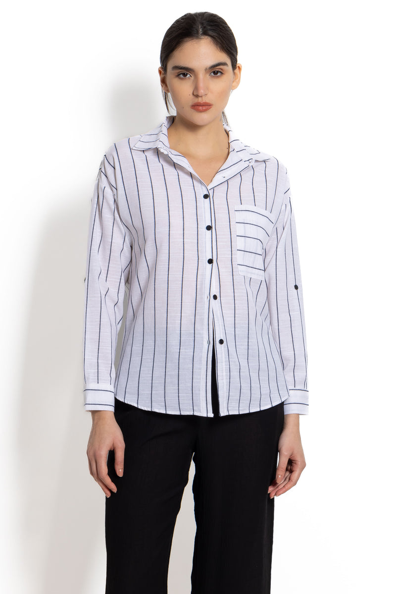 LINEN BLEND STRIPED SHIRT