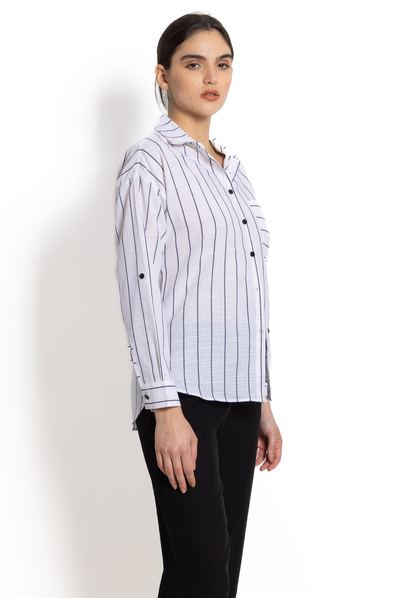 LINEN BLEND STRIPED SHIRT