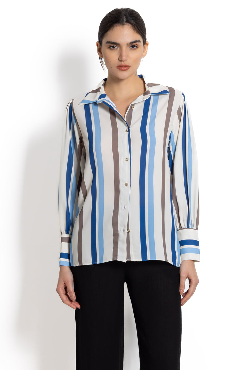 STRIPED CHIFFON SHIRT