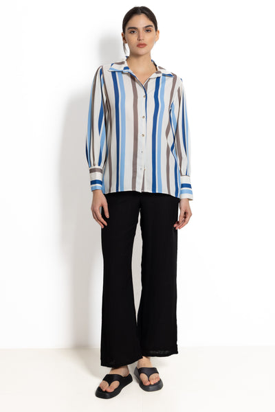 STRIPED CHIFFON SHIRT