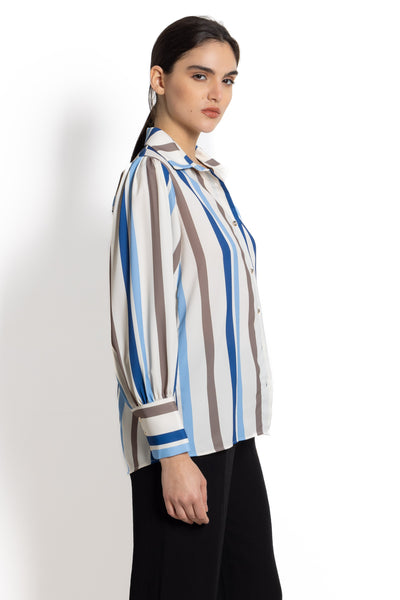 STRIPED CHIFFON SHIRT