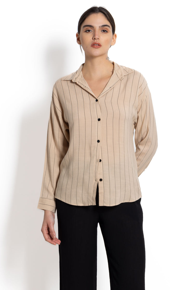 STRIPED LINEN BLEND SHIRT