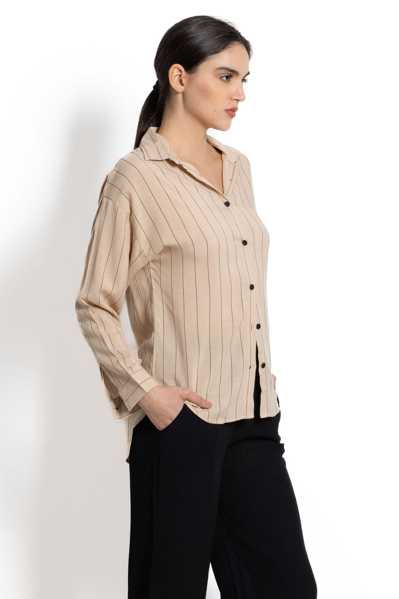 STRIPED LINEN BLEND SHIRT