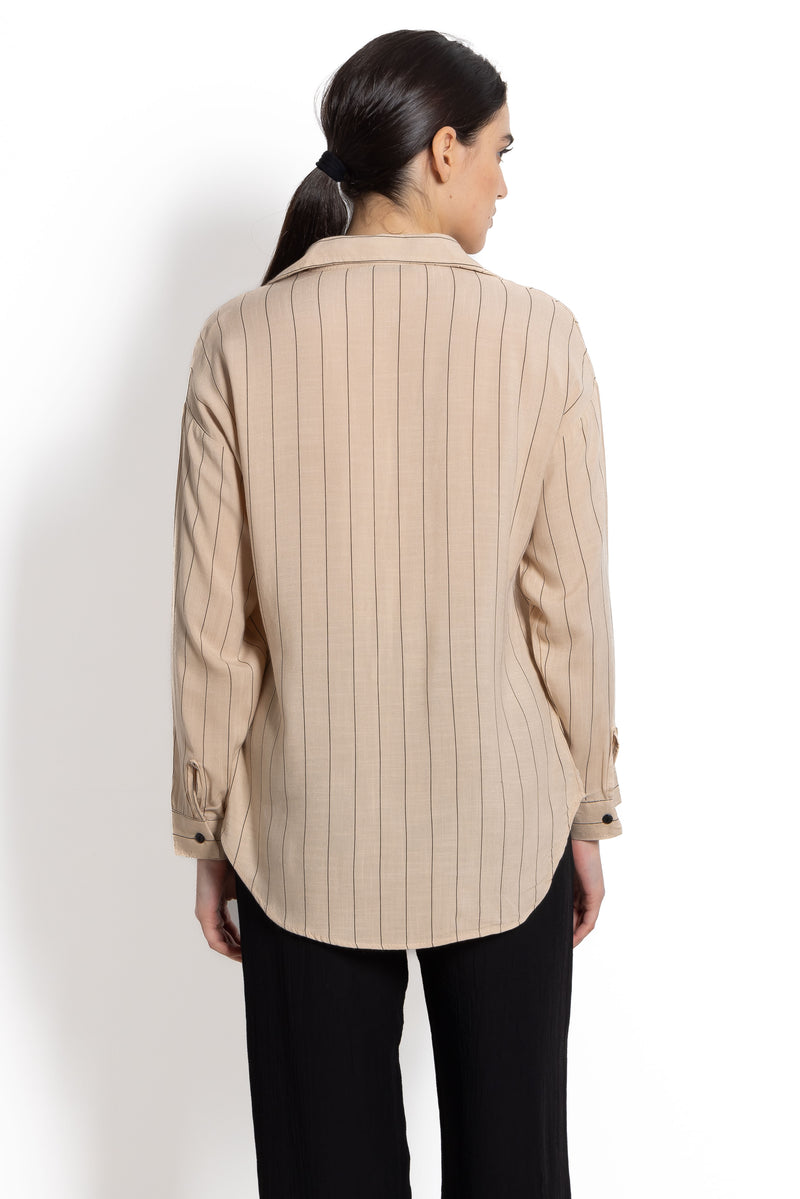 STRIPED LINEN BLEND SHIRT