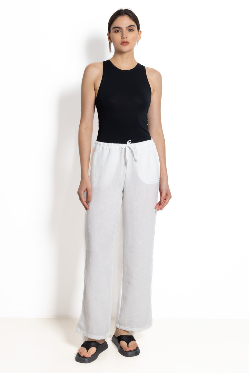 LINEN BLEND JOGGER WAIST TROUSERS