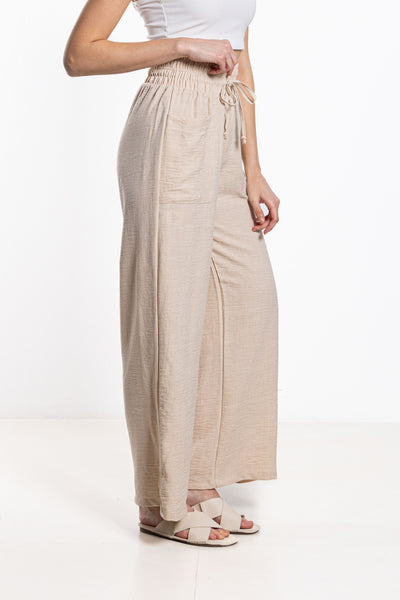 LINEN BLEND HIGH-WAIST TROUSERS