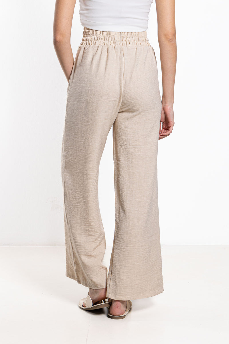 LINEN BLEND HIGH-WAIST TROUSERS