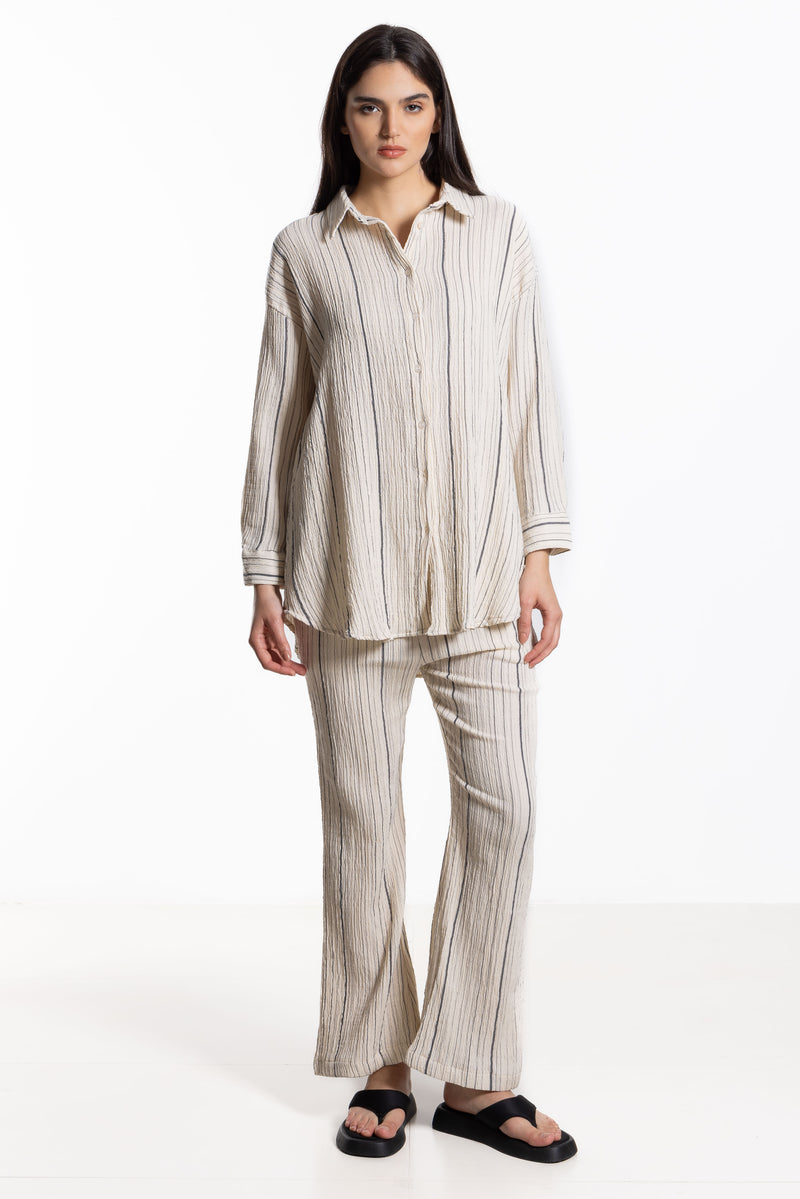 STRIPED CREASED-EFFECT COTTON SET