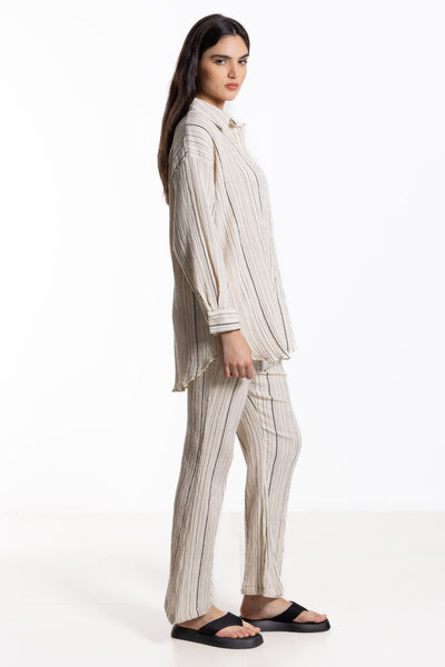 STRIPED CREASED-EFFECT COTTON SET