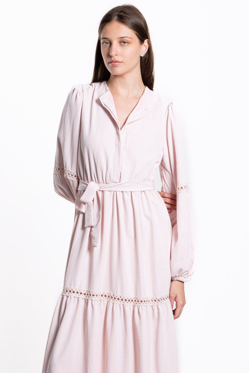 DETAILED LINEN BLEND DRESS