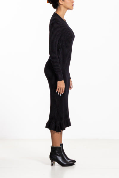 FITTED KNIT MIDI DRESS