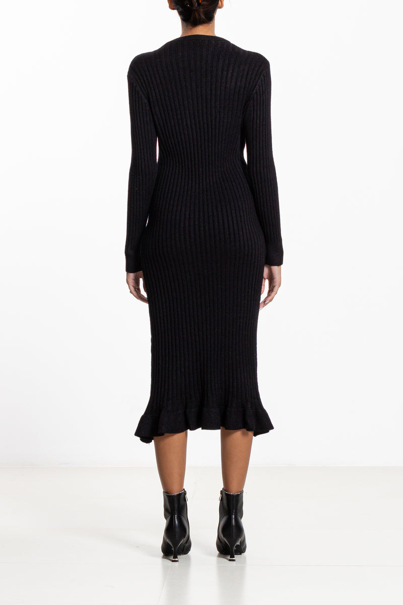 FITTED KNIT MIDI DRESS