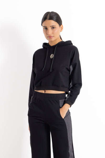 DETAILED CROP HOODIE SET