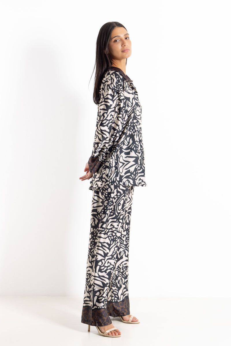 ABSTRACT PRINT SATIN SET