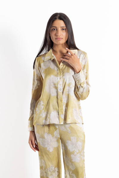 PRINTED SATIN SHIRT SET