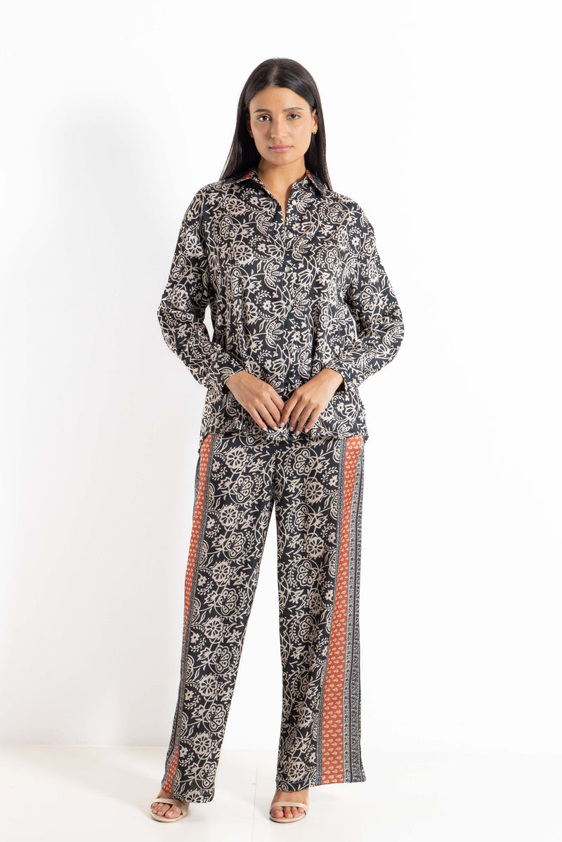 ETHNIC PRINTED SATIN SET