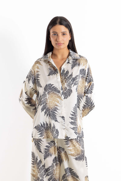 PRINTED SATIN SHIRT SET