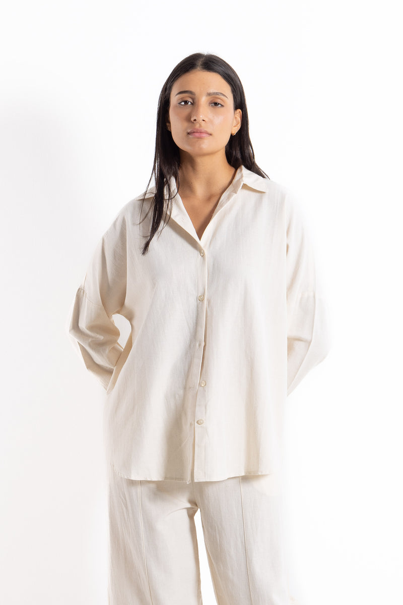 LINEN BLNED SHIRT SET