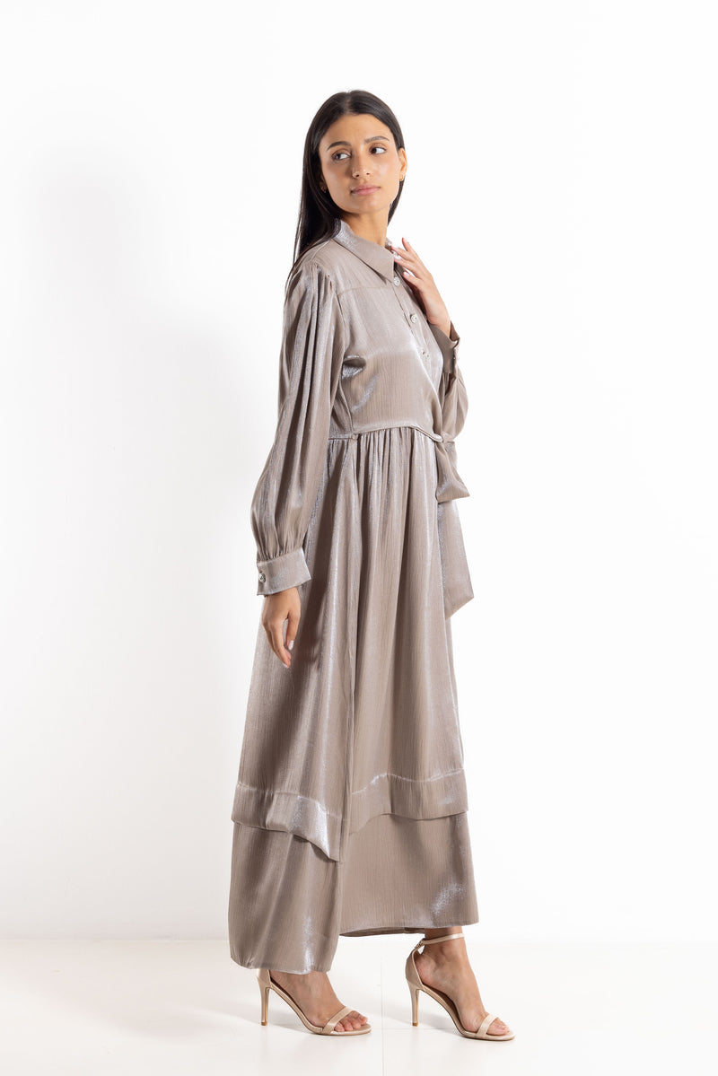 DETAILED MAXI SATIN DRESS