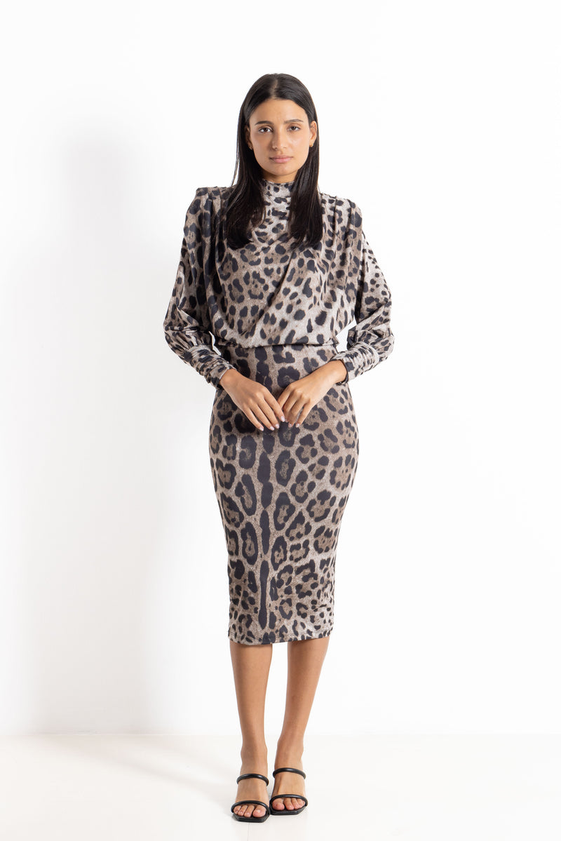 ANIMAL PRINT MIDI DRESS