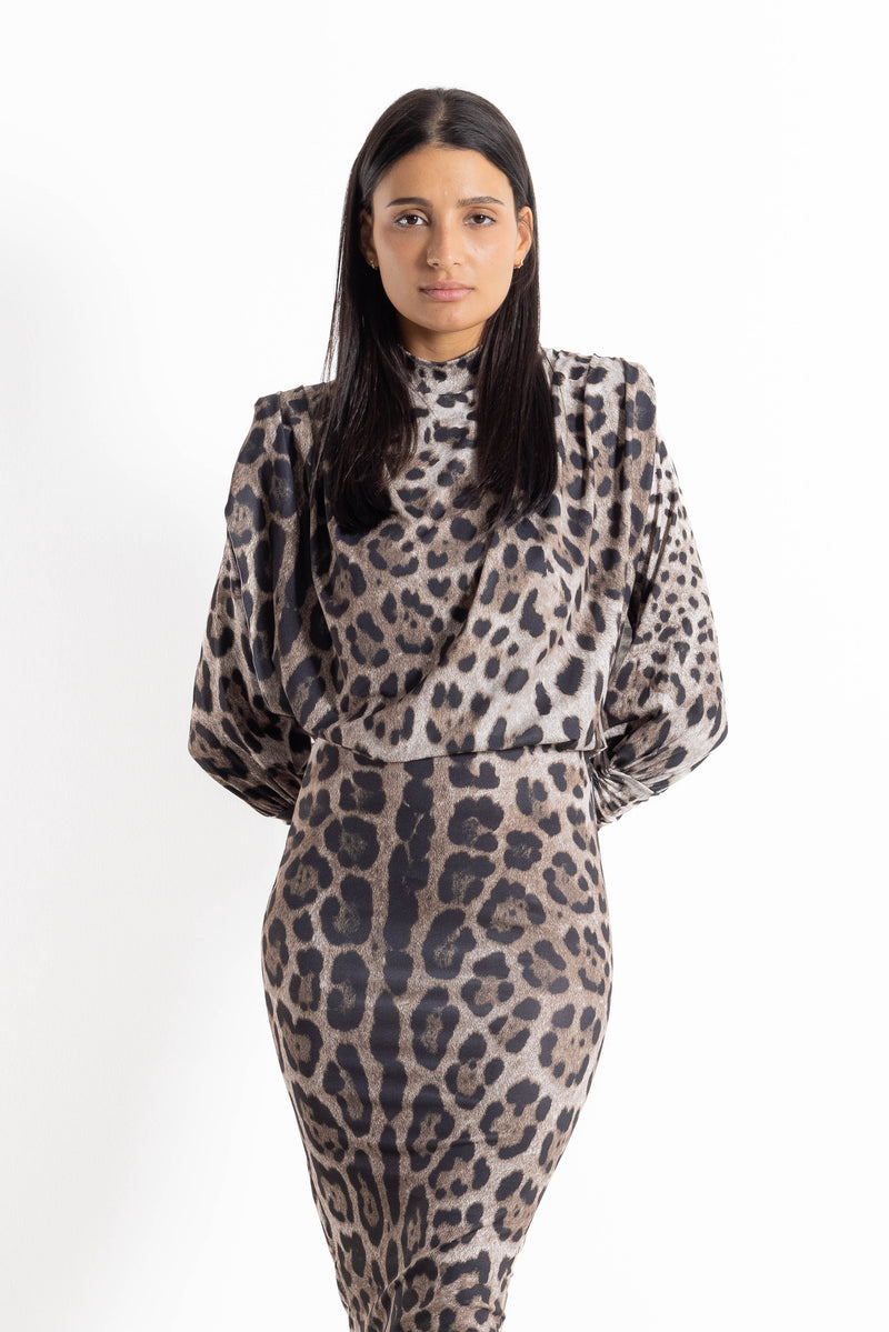 ANIMAL PRINT MIDI DRESS